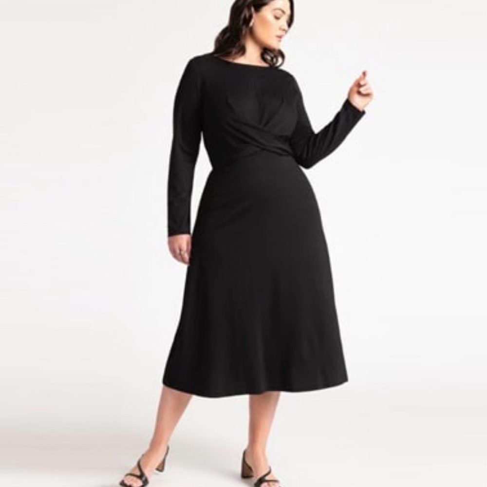 NWT Target A New Day Black Soft Knit Midi Knot Front Dress Sz XL